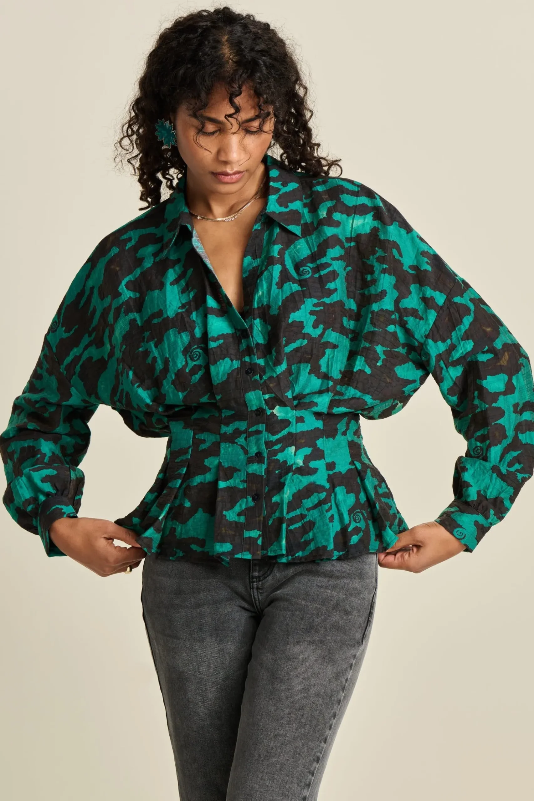 blouse_camo_teal_green_2.webp POM Amsterdam BLOUSE | Blouses
