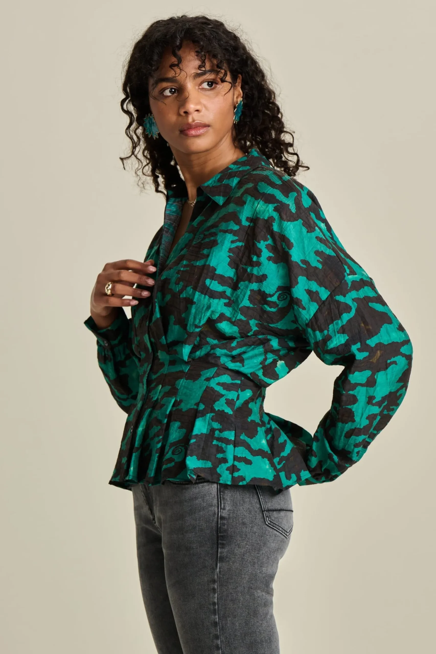 blouse_camo_teal_green_3.webp POM Amsterdam BLOUSE | Blouses