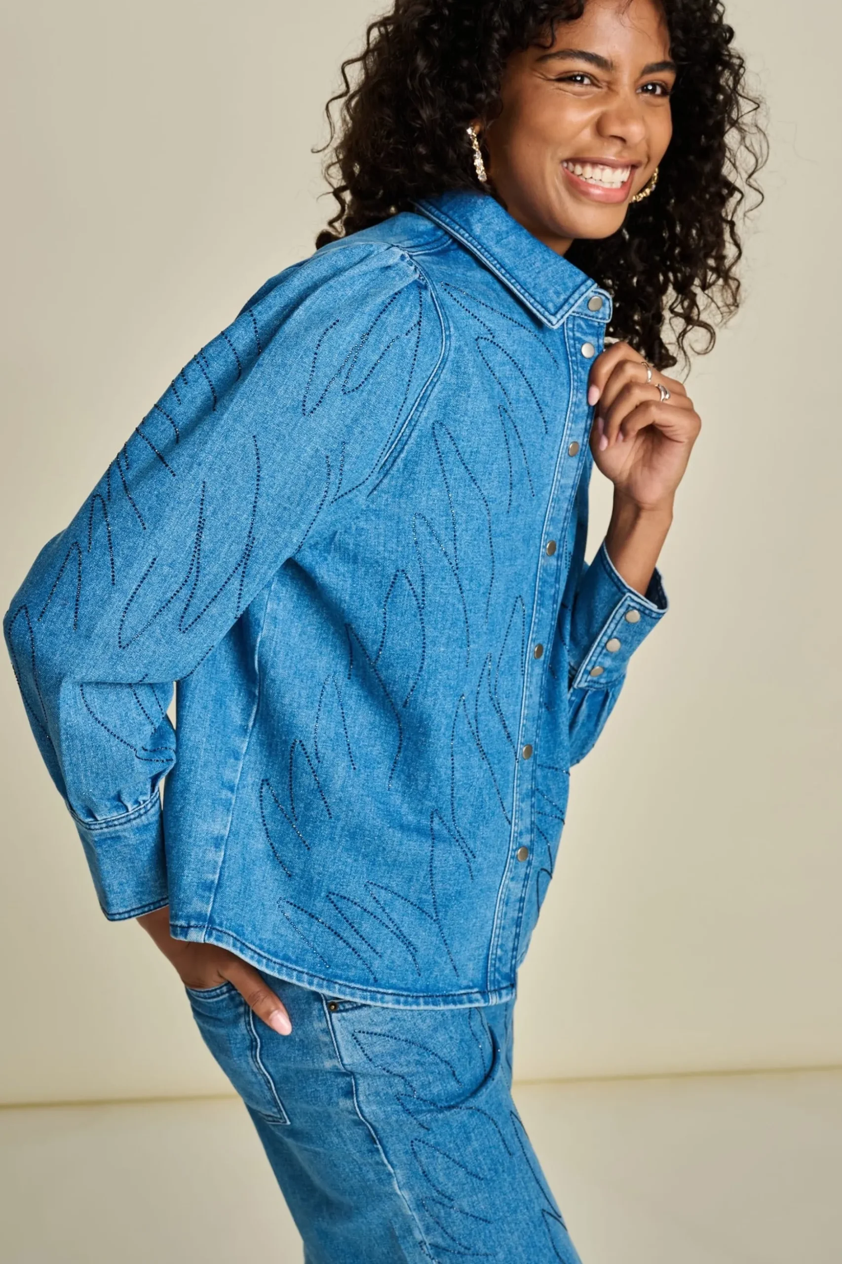 blouse_denim_rhinestones_3.webp POM Amsterdam BLOUSE Denim | Co-Ords | Blouses