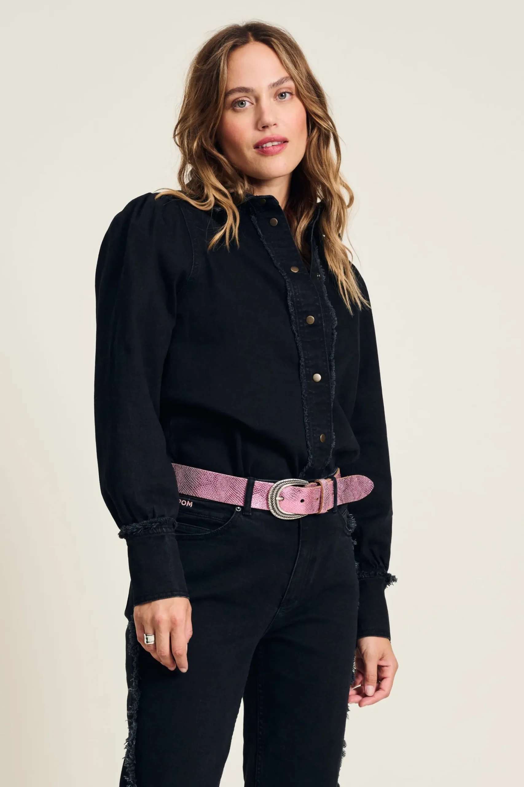 blouse_denim_washed_black_2.webp POM Amsterdam BLOUSE Denim | Co-Ords | Blouses
