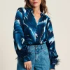 POM Amsterdam BLOUSE Feathers Blue | Blouses