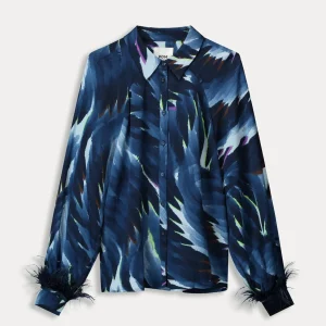 POM Amsterdam BLOUSE Feathers Blue | Blouses