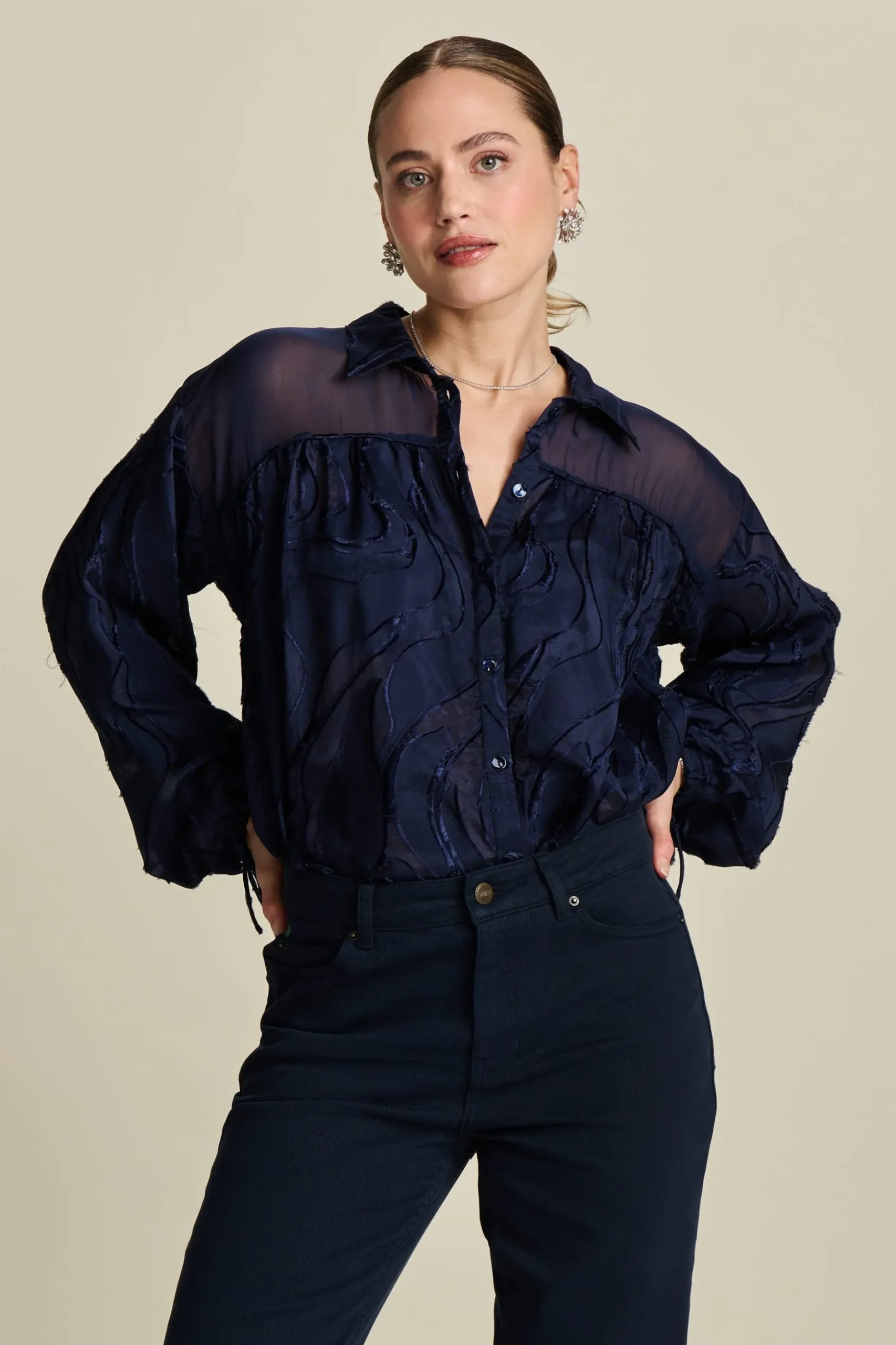 blouse_jacquard_midnight_blue_2.webp POM Amsterdam BLOUSE Jacquard | Blouses