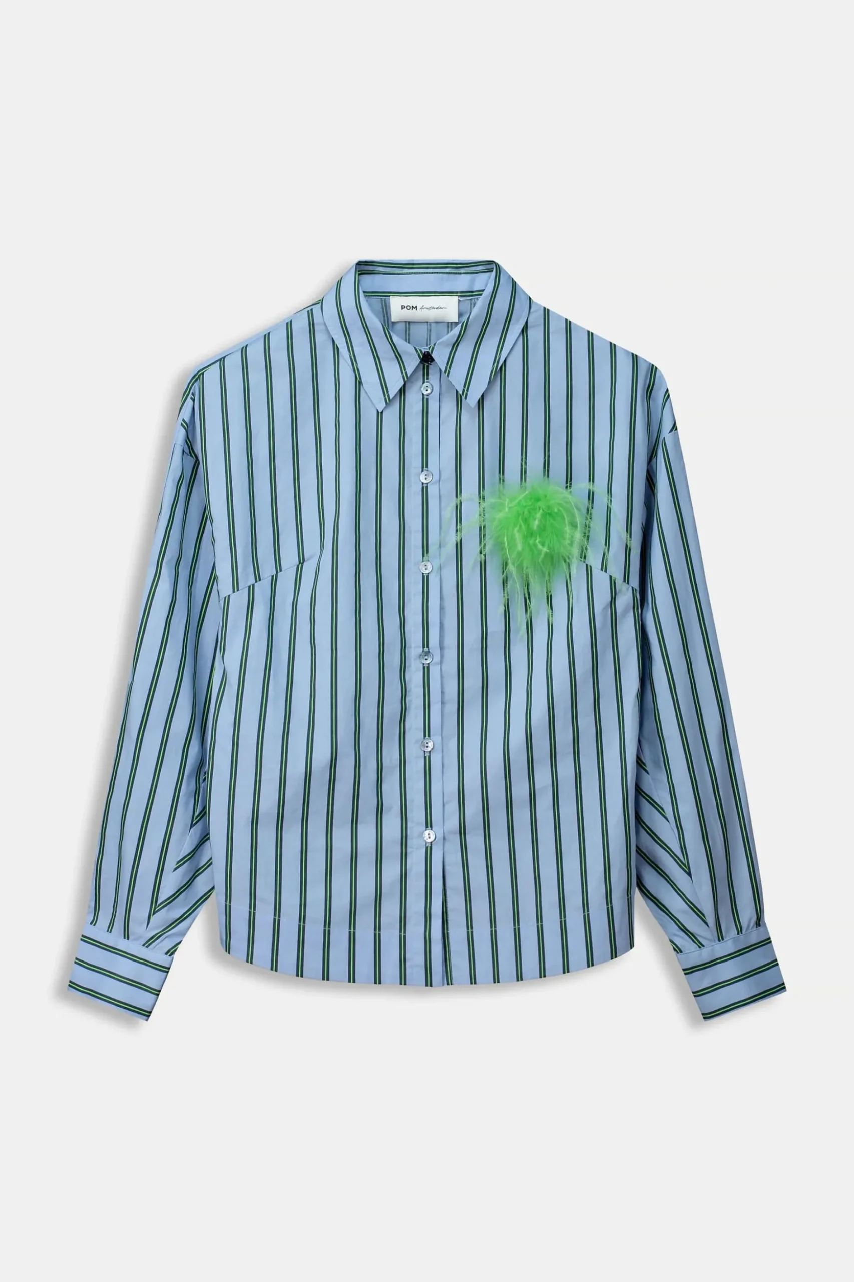 blouse_striped_poplin_cloudy_blue_1.webp POM Amsterdam BLOUSE Striped Poplin | Blouses