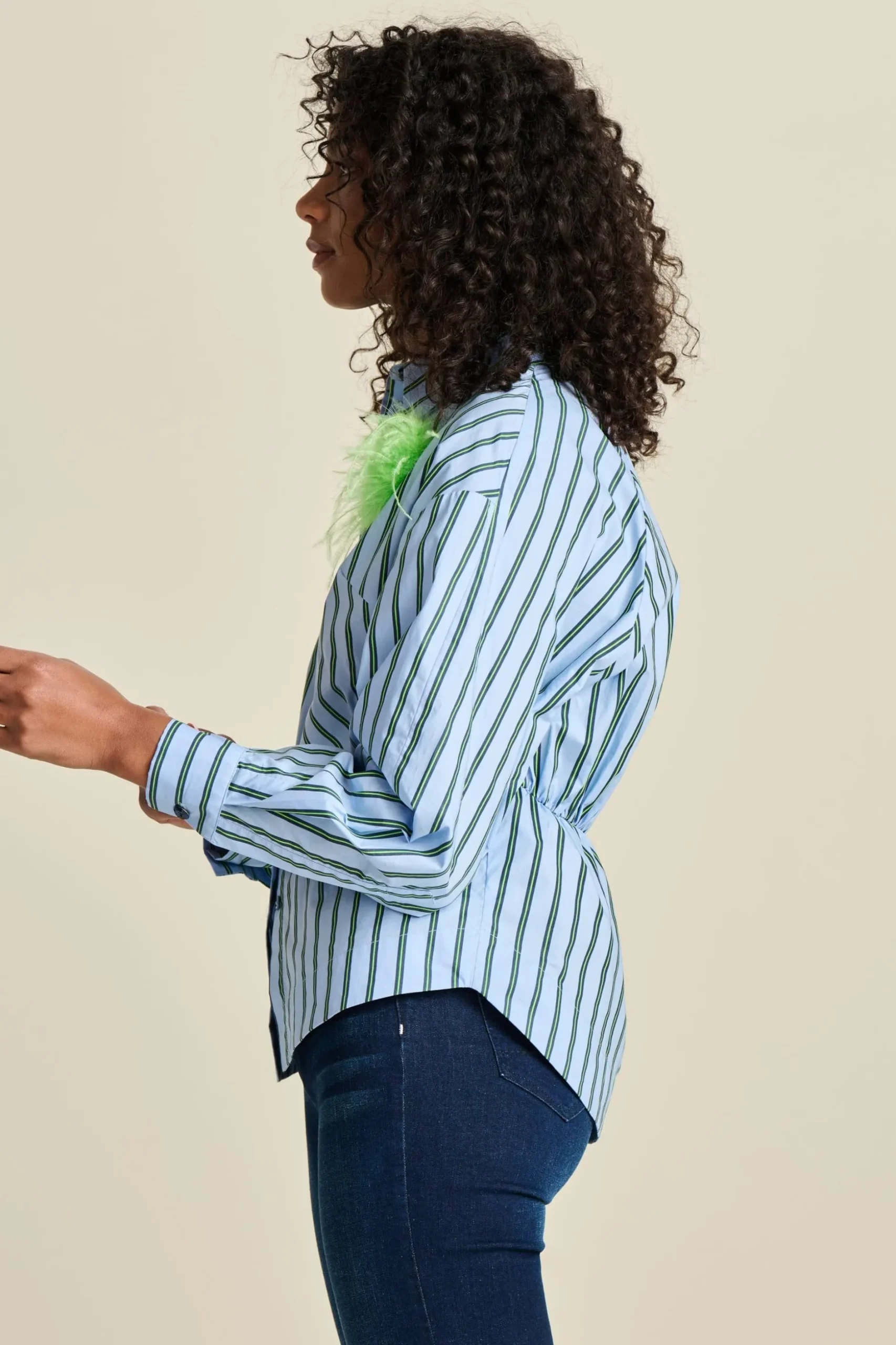 blouse_striped_poplin_cloudy_blue_3.webp POM Amsterdam BLOUSE Striped Poplin | Blouses