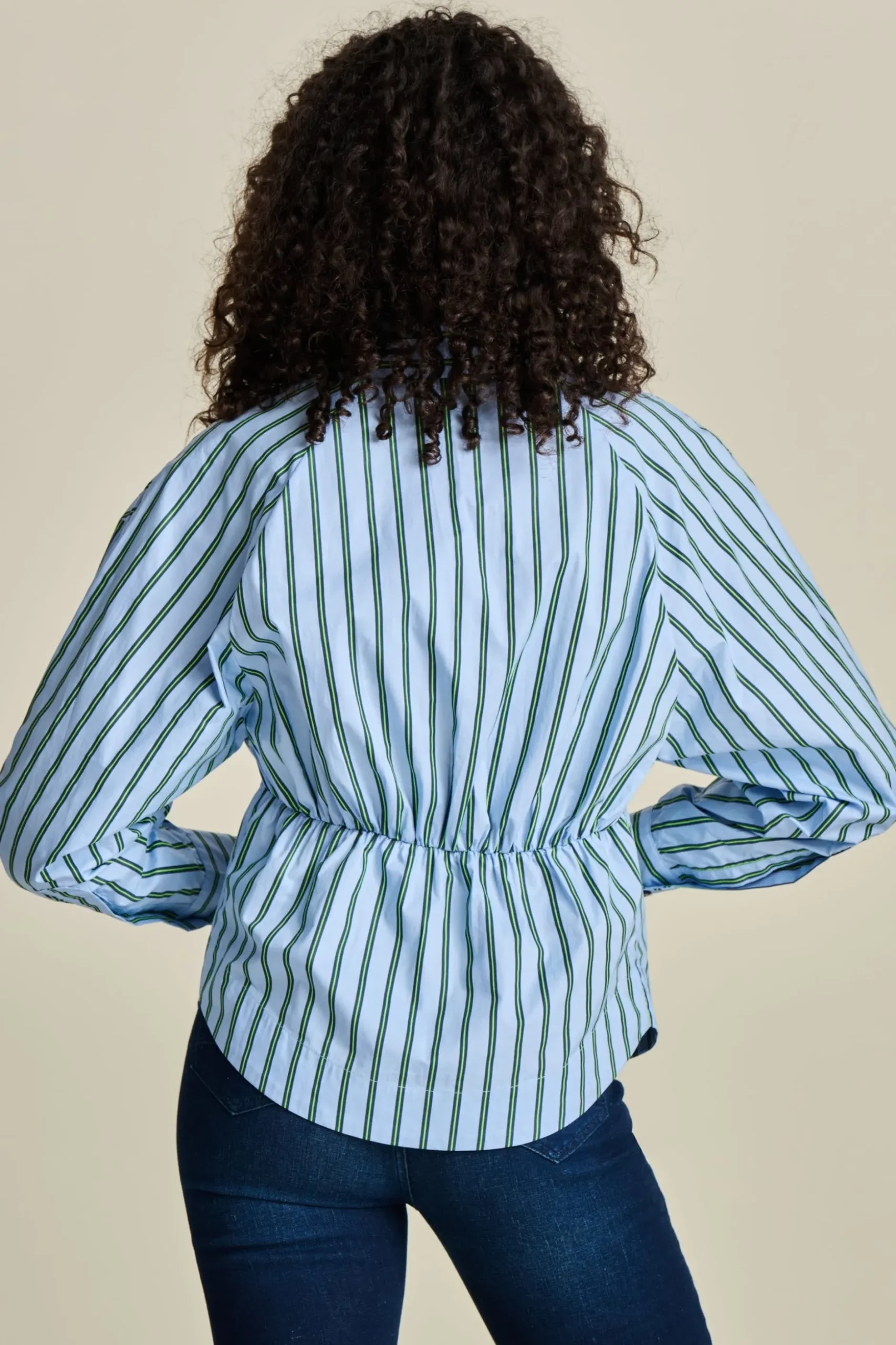 blouse_striped_poplin_cloudy_blue_4.webp POM Amsterdam BLOUSE Striped Poplin | Blouses