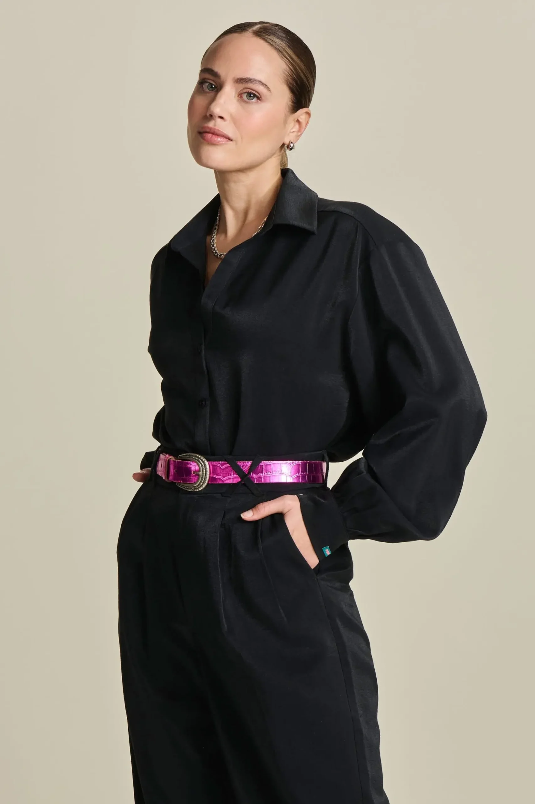blouse_violet_shimmer_black_2.webp POM Amsterdam BLOUSE Violet | Co-Ords | Blouses