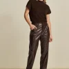 POM Amsterdam BROEK Faux Leather Brown | Broeken