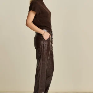 POM Amsterdam BROEK Faux Leather Brown | Broeken