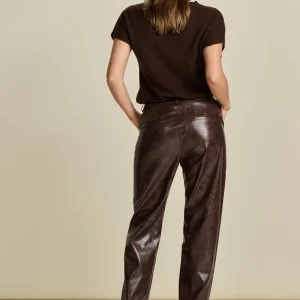 POM Amsterdam BROEK Faux Leather Brown | Broeken