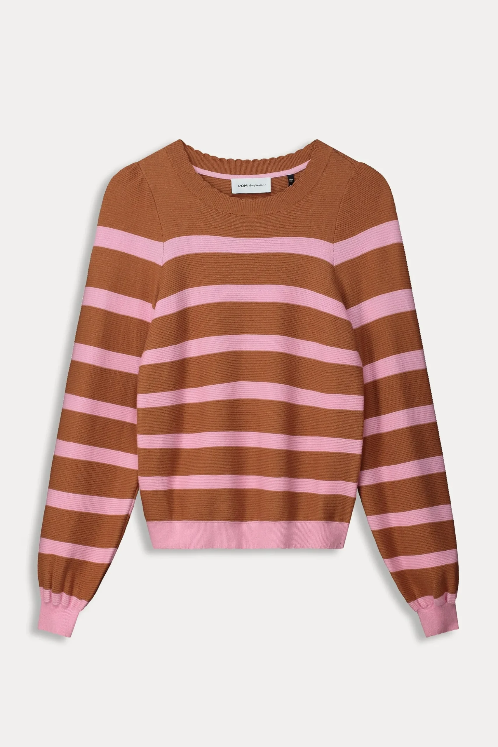 trui_striped_sugar_brown_1.webp POM Amsterdam TRUI Striped Sugar Brown | Truien & Vesten
